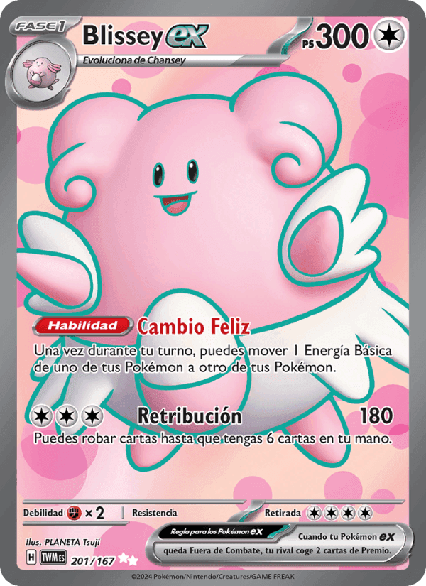 Blissey ex, card 201 from Mascarada Crepuscular