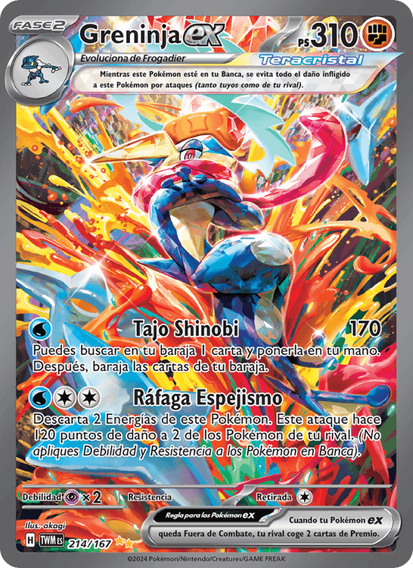 Greninja ex, carte 214 de Mascarada Crepuscular