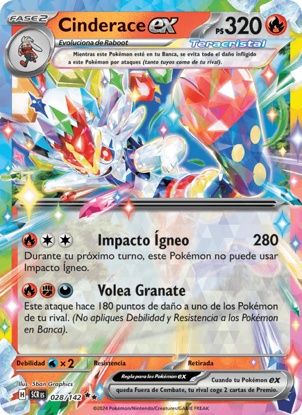 Cinderace ex, card 028 from Corona Astral