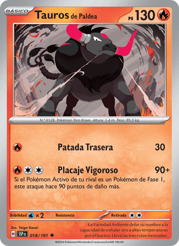 Tauros de Paldea, carta 018 di Chispas Fulgurantes