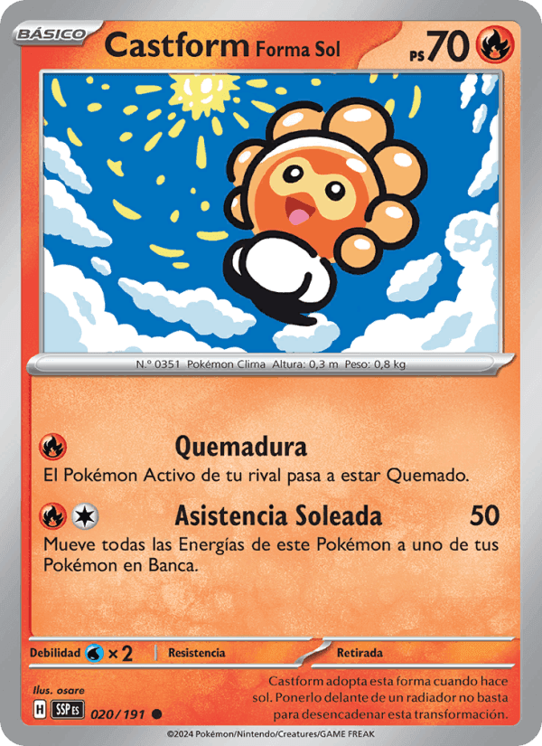 Castform Forma Sol, card 020 from Chispas Fulgurantes