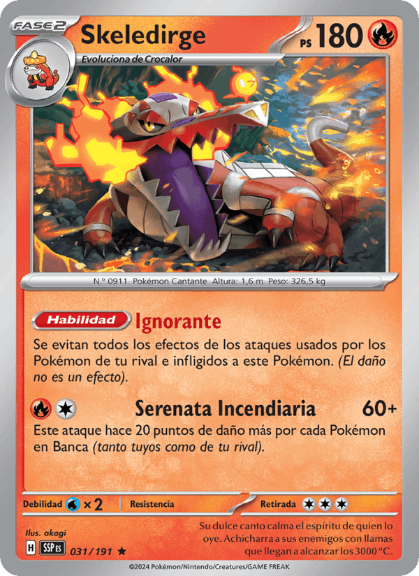 Skeledirge, card 031 from Chispas Fulgurantes