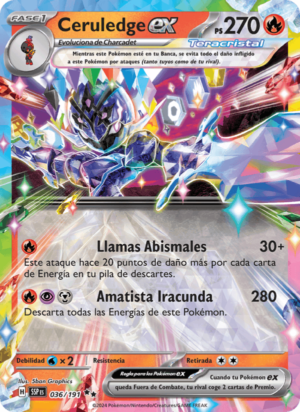 Ceruledge ex, carta 036 de Chispas Fulgurantes