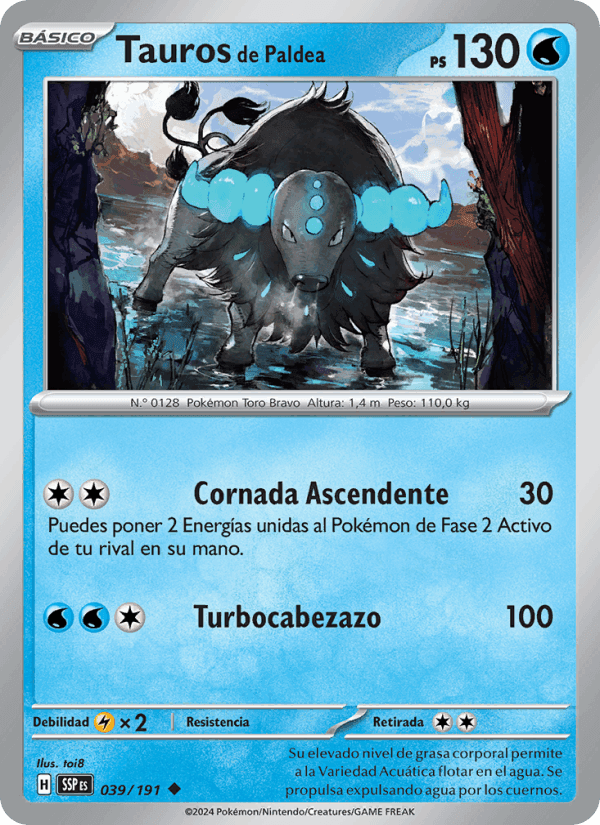 Tauros de Paldea, carta 039 de Chispas Fulgurantes