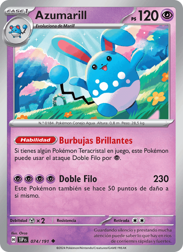 Azumarill, carta 074 di Chispas Fulgurantes