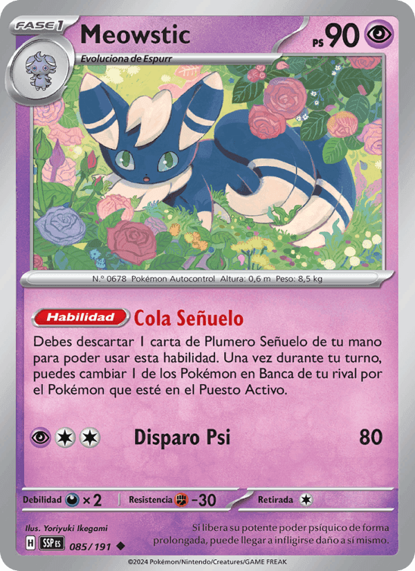 Meowstic, carta 085 de Chispas Fulgurantes