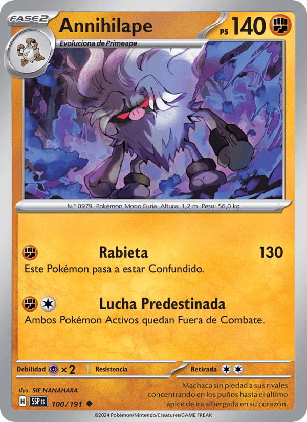 Annihilape, carta 100 de Chispas Fulgurantes