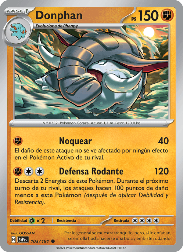 Donphan, carta 103 de Chispas Fulgurantes