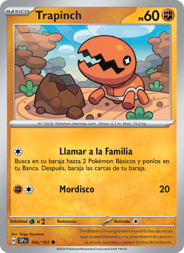 Trapinch, carte 104 de Chispas Fulgurantes