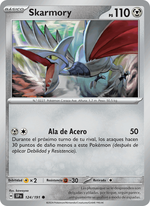 Skarmory, card 124 from Chispas Fulgurantes