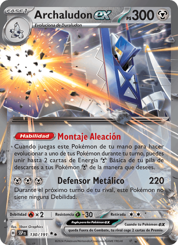 Archaludon ex, card 130 from Chispas Fulgurantes
