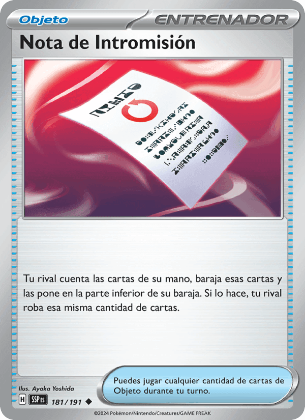 Nota de Intromisión, carta 181 di Chispas Fulgurantes