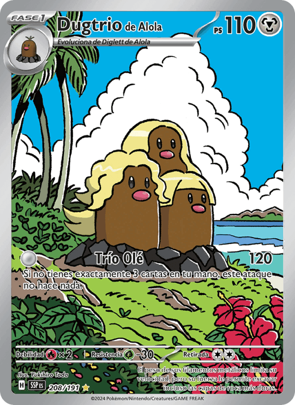 Dugtrio de Alola, carta 208 de Chispas Fulgurantes
