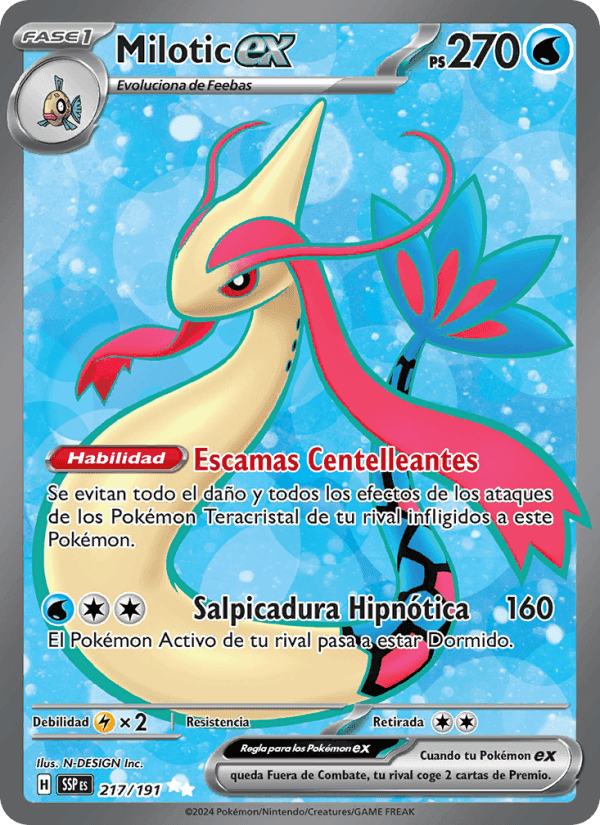 Milotic ex, carta 217 de Chispas Fulgurantes