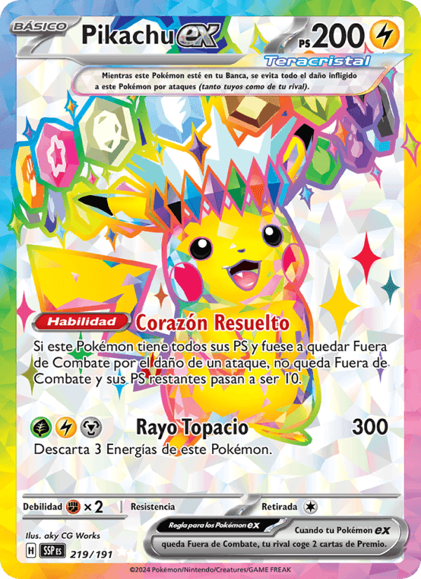 Pikachu ex, carta 219 di Chispas Fulgurantes