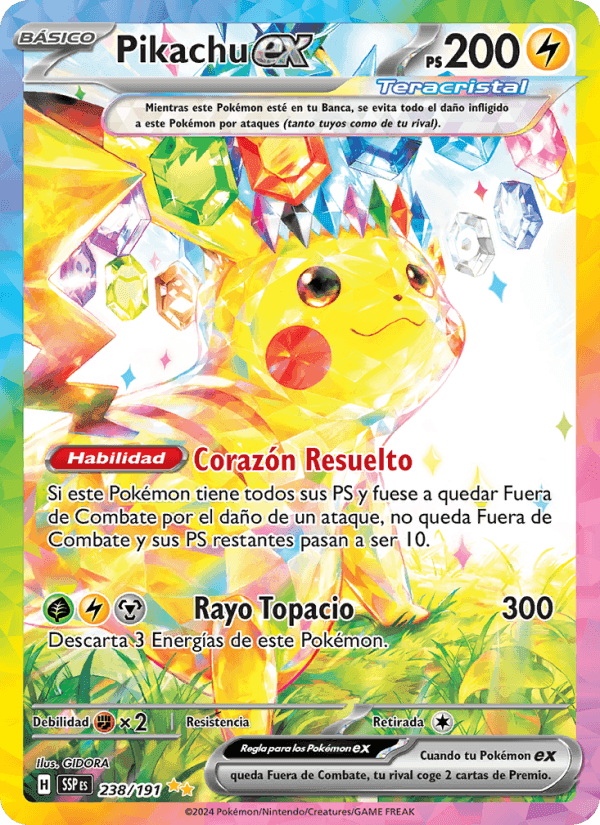 Pikachu ex, carta 238 de Chispas Fulgurantes