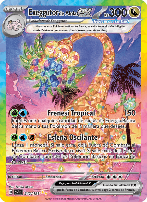 Exeggutor de Alola ex, carta 242 de Chispas Fulgurantes