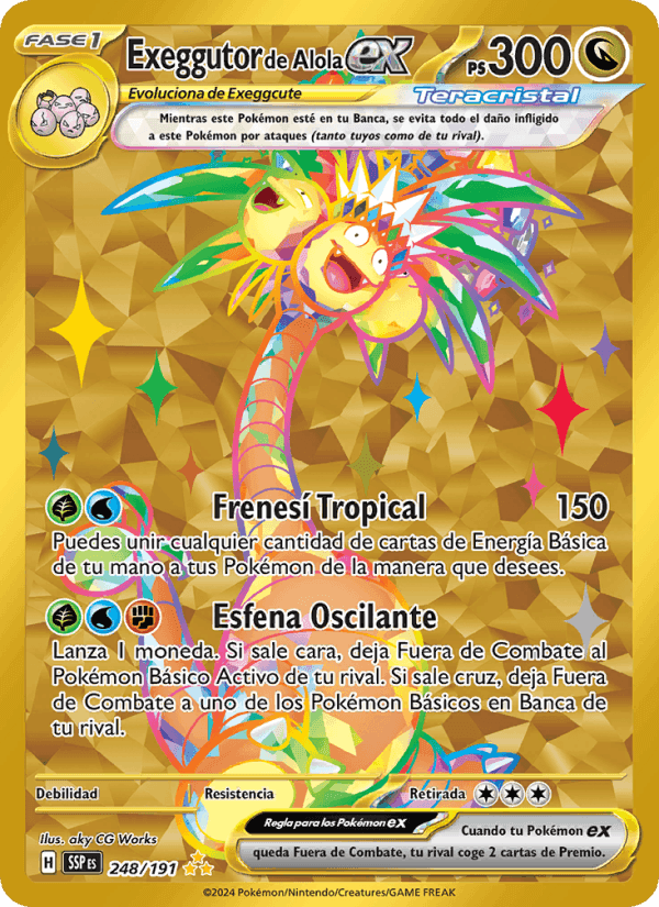 Exeggutor de Alola ex, carta 248 de Chispas Fulgurantes
