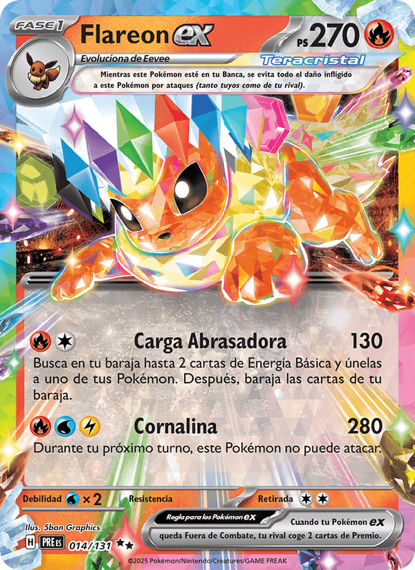 Flareon ex, carta 014 de Evoluciones Prismáticas