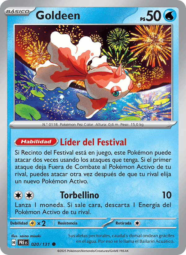 Goldeen, card 020 from Evoluciones Prismáticas