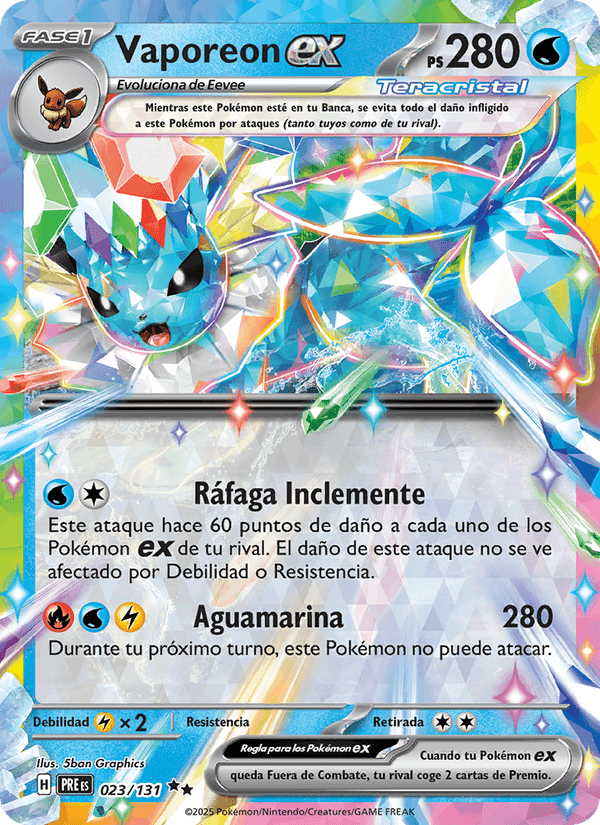 Vaporeon ex, carta 023 de Evoluciones Prismáticas