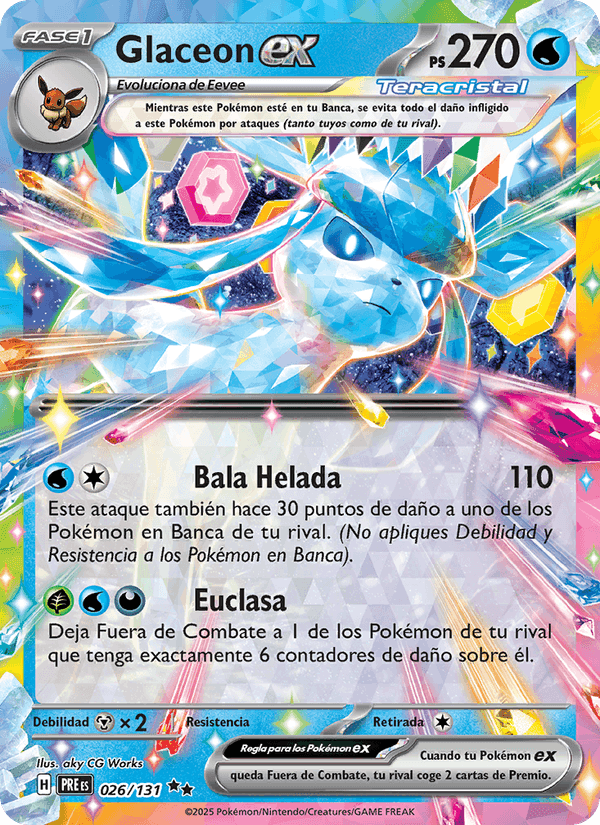Glaceon ex, carta 026 de Evoluciones Prismáticas
