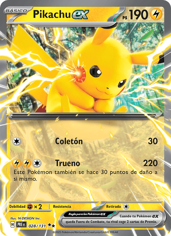 Pikachu ex, carta 028 de Evoluciones Prismáticas