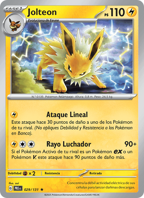 Jolteon, carta 029 de Evoluciones Prismáticas