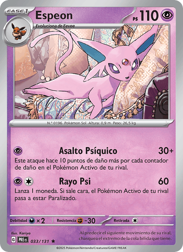 Espeon, carta 033 de Evoluciones Prismáticas