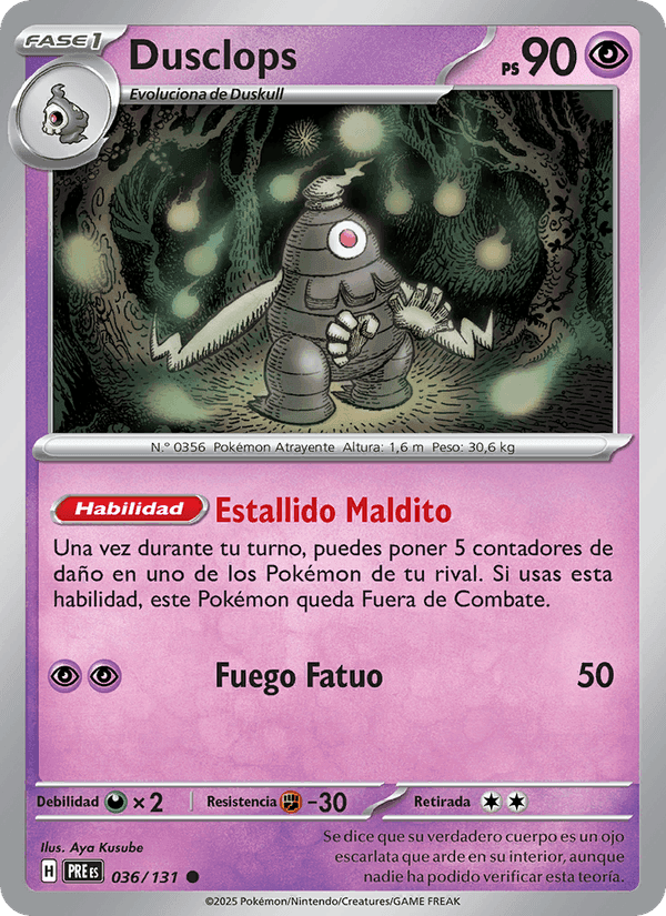 Dusclops, carte 036 de Evoluciones Prismáticas