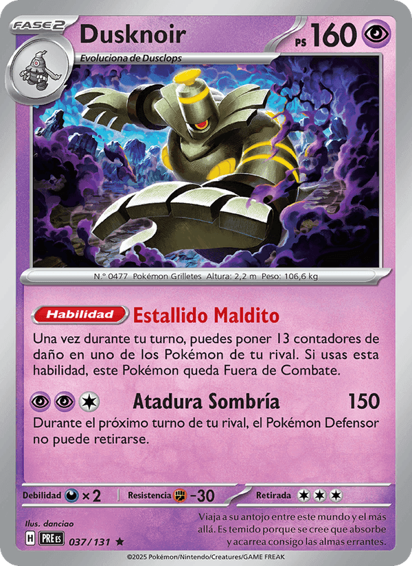 Dusknoir, carte 037 de Evoluciones Prismáticas