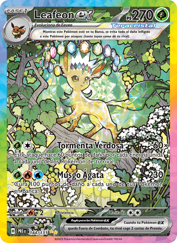 Leafeon ex, carta 144 de Evoluciones Prismáticas