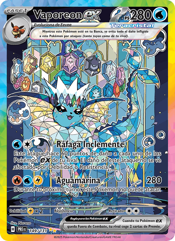 Vaporeon ex, carta 149 di Evoluciones Prismáticas