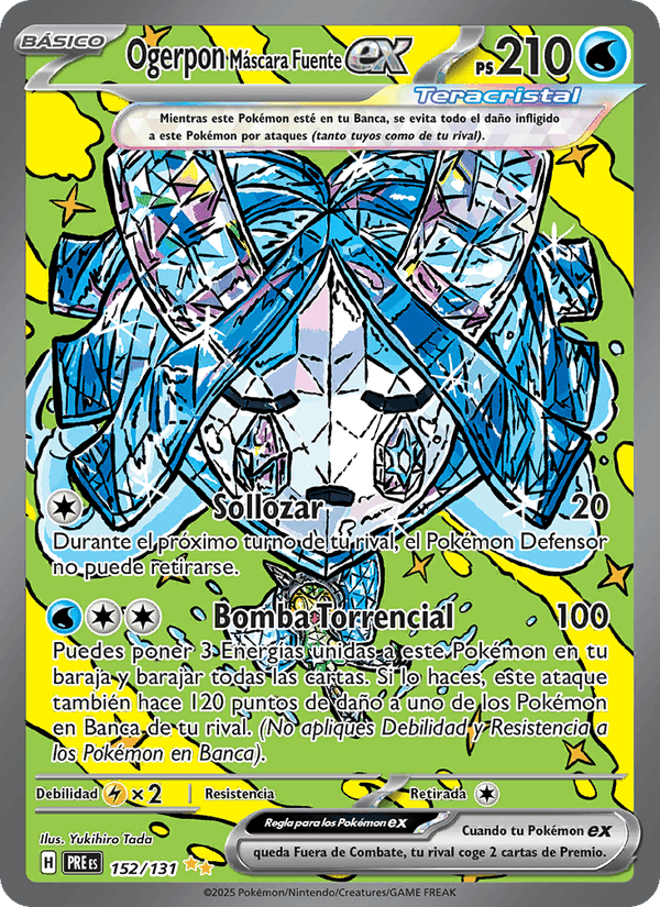 Ogerpon Máscara Fuente ex, carta 152 de Evoluciones Prismáticas