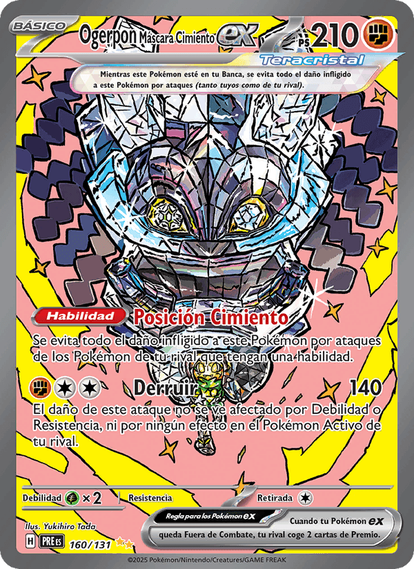 Ogerpon Máscara Cimiento ex, carta 160 de Evoluciones Prismáticas