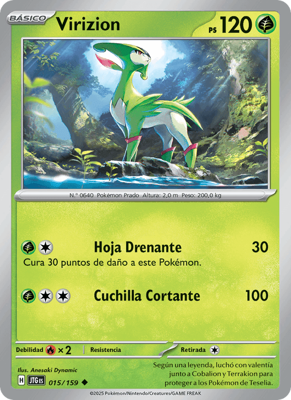 Virizion, carta 015 di Juntos de Aventuras