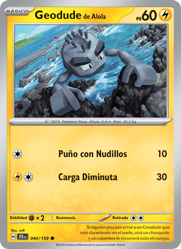 Geodude de Alola, carta 044 di Juntos de Aventuras