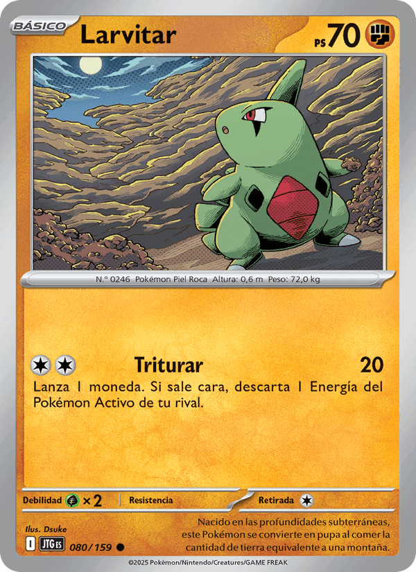 Larvitar, carta 080 di Juntos de Aventuras