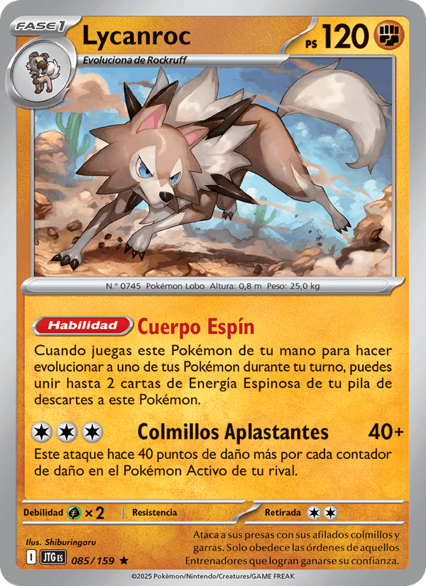 Lycanroc, carta 085 di Juntos de Aventuras