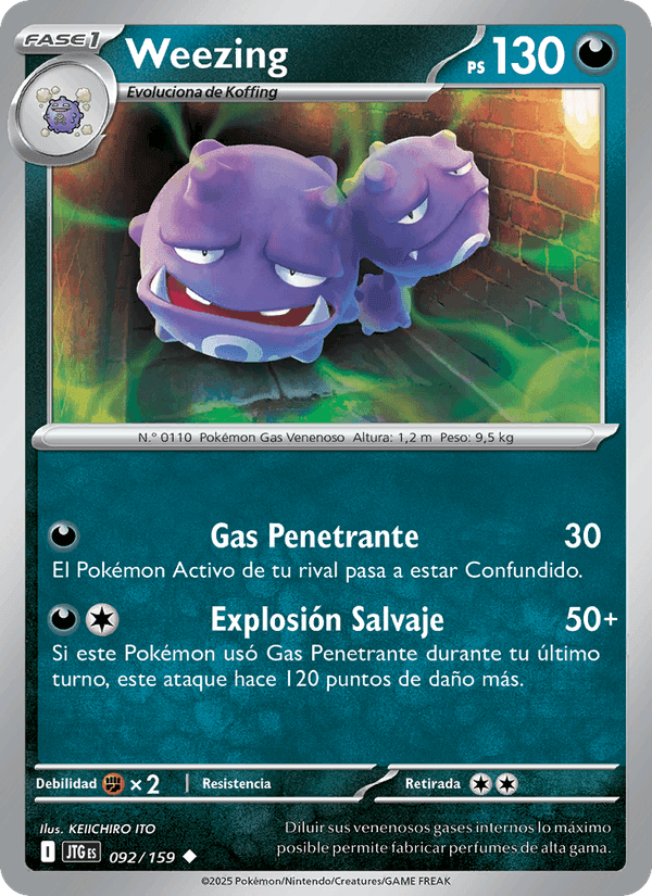 Weezing, card 092 from Juntos de Aventuras