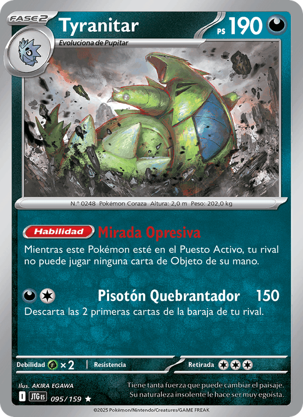 Tyranitar, card 095 from Juntos de Aventuras