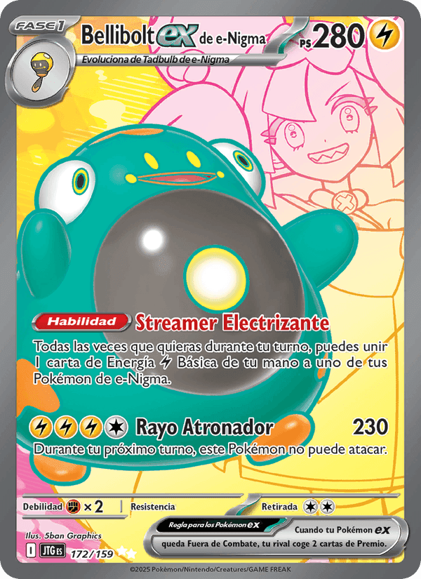 Bellibolt ex de e-Nigma, carta 172 de Juntos de Aventuras