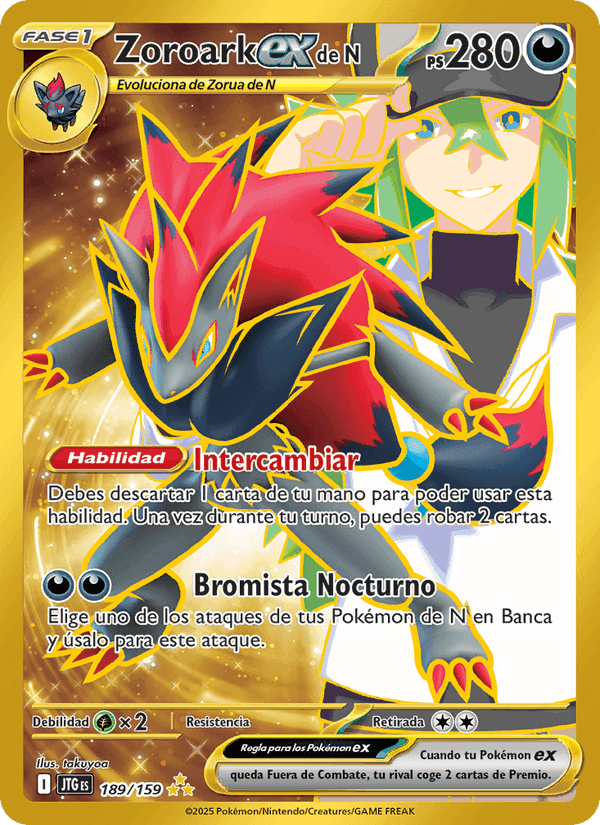 Zoroark ex de N, carte 189 de Juntos de Aventuras