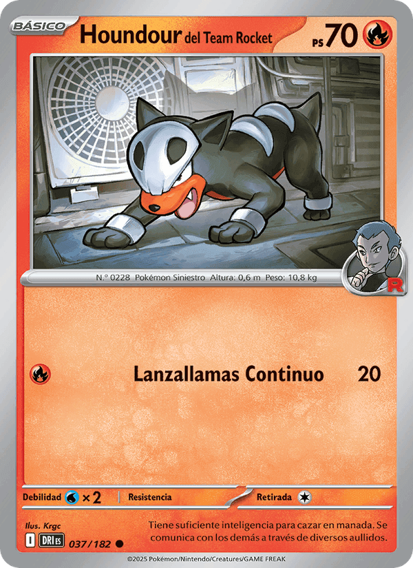 Houndour del Team Rocket, carte 037 de Rivales Predestinados