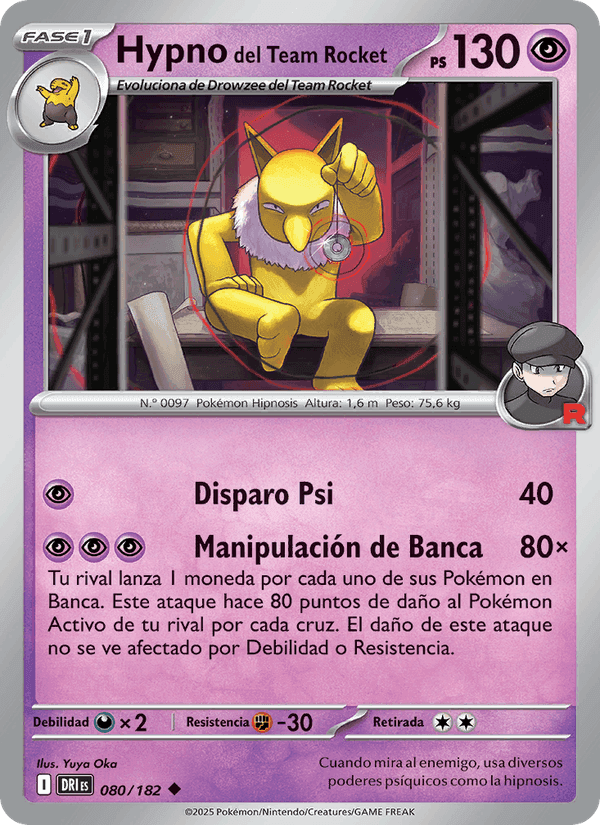 Hypno del Team Rocket, carta 080 de Rivales Predestinados