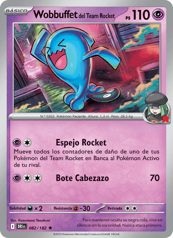 Wobbuffet del Team Rocket, carta 082 di Rivales Predestinados