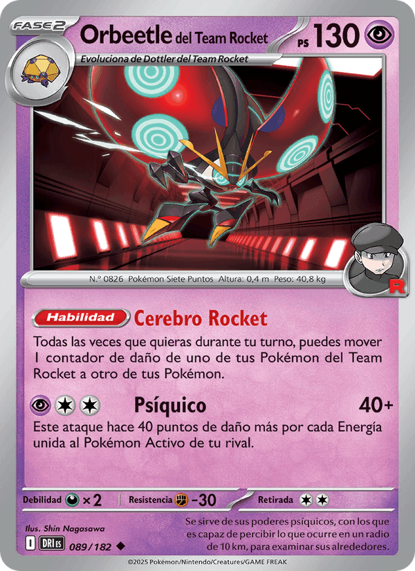 Orbeetle del Team Rocket, carta 089 de Rivales Predestinados