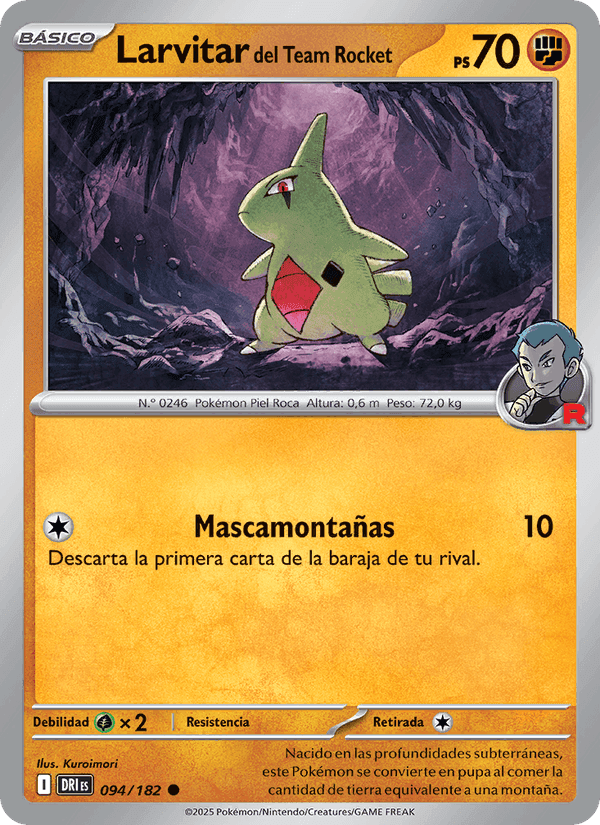 Larvitar del Team Rocket, card 094 from Rivales Predestinados