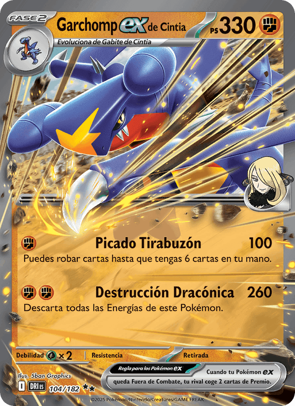 Garchomp ex de Cintia, carta 104 de Rivales Predestinados