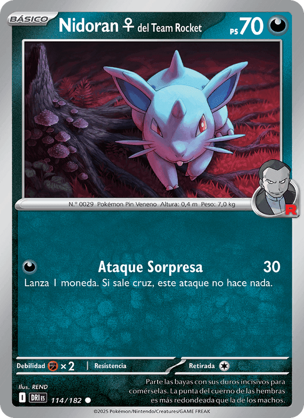 Nidoran♀ del Team Rocket, card 114 from Rivales Predestinados